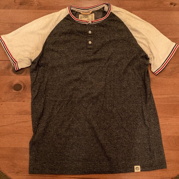 Free Planet Raglan Henley t-Shirt, Heather Grey - Picture 1 of 5